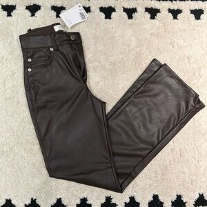 Brown flare leather pants